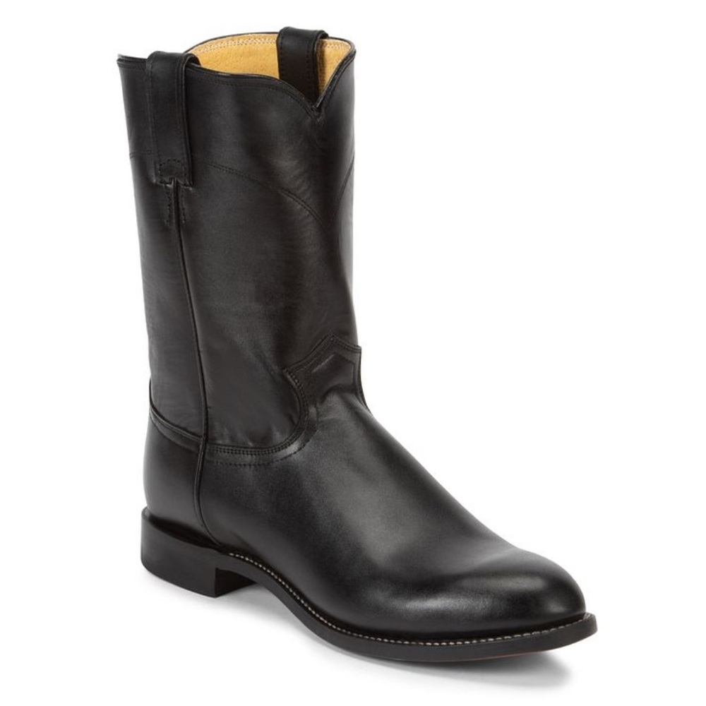 JUSTIN Women's Cora Western Ropers Size 8 Black Western Leather Boots Short